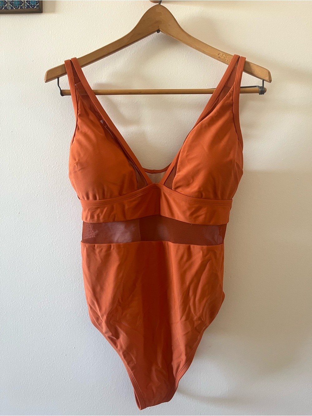 Cupshe Rust Orange One-Piece Swimsuit with Mesh Waist